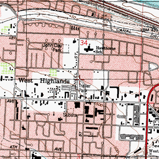 Topographic Map of Sanders Field, WA