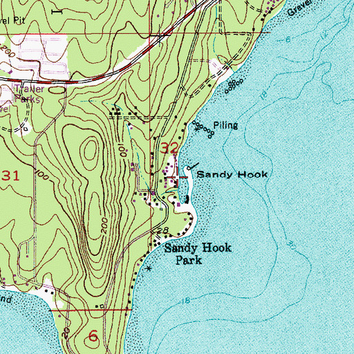 Topographic Map of Sandy Hook, WA