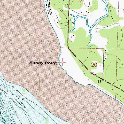 Topographic Map of Sandy Point, WA