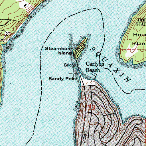 Topographic Map of Sandy Point, WA
