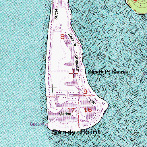 Topographic Map of Sandy Point Shores, WA