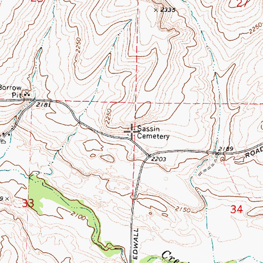 Topographic Map of Sassin Cemetery, WA