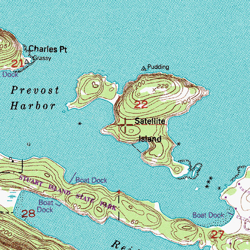 Topographic Map of Satellite Island, WA