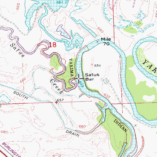 Topographic Map of Satus Bar, WA
