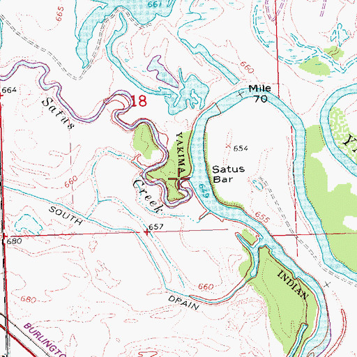 Topographic Map of Satus Creek, WA
