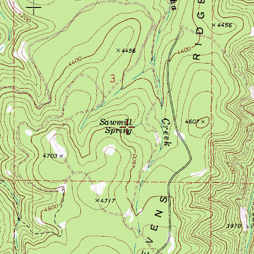 Topographic Map of Sawmill Spring, WA