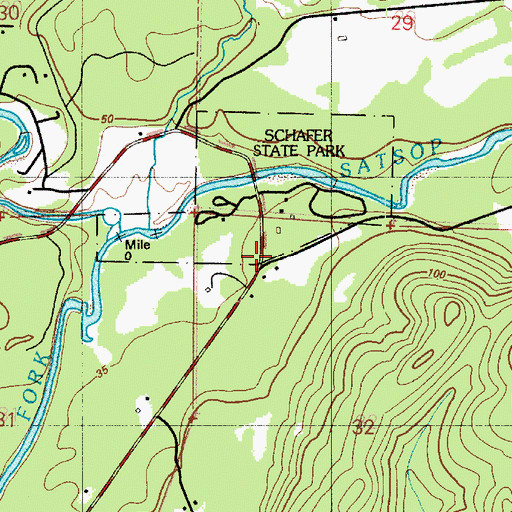 Topographic Map of Schafer State Park, WA