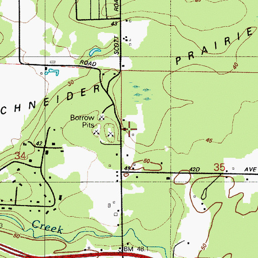 Topographic Map of Schneider Prairie, WA