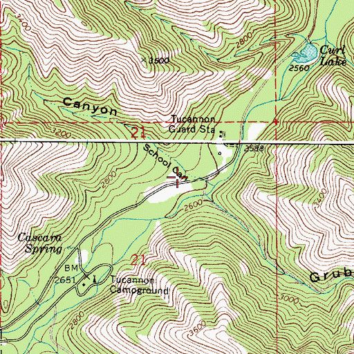 Topographic Map of School Canyon, WA