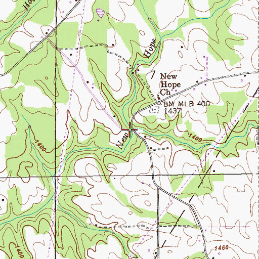 Topographic Map of East Fork Bryant Creek, AL
