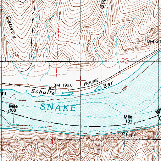 Topographic Map of Schultz Bar, WA