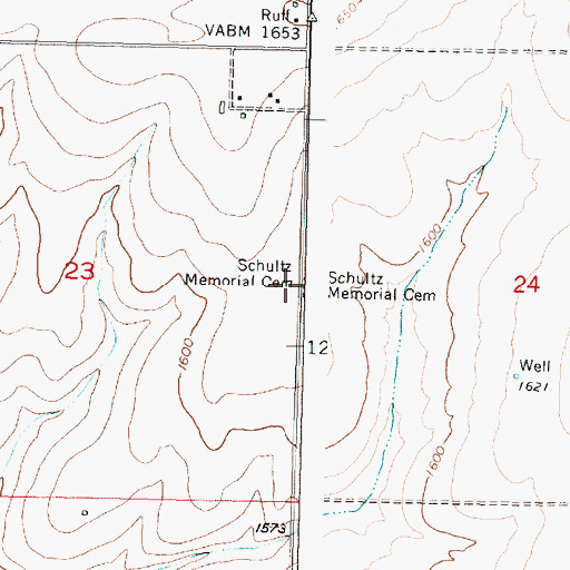 Topographic Map of Schultz Memorial Cemetery, WA