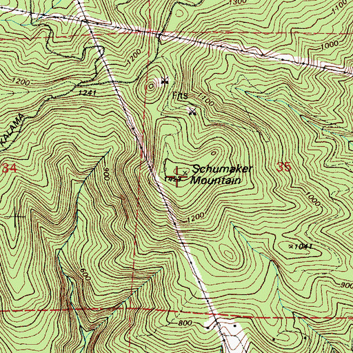 Topographic Map of Schumaker Mountain, WA
