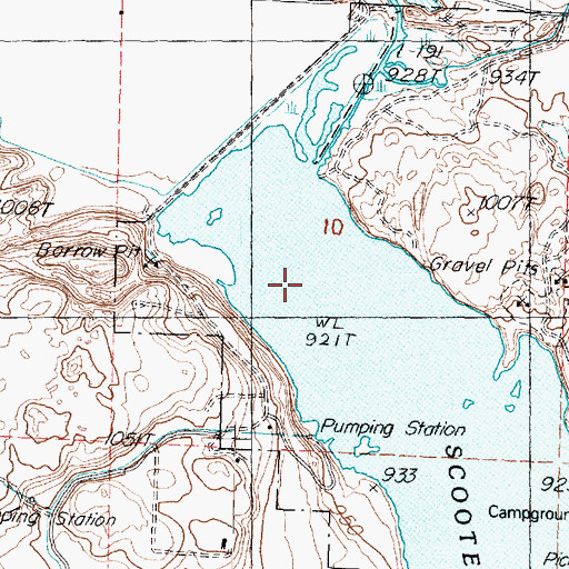 Topographic Map of Scooteney Reservoir, WA