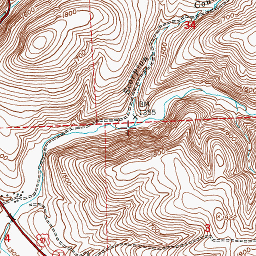 Topographic Map of Scorpion Coulee Creek, WA