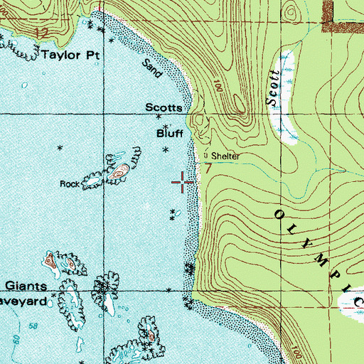 Topographic Map of Scott Creek, WA