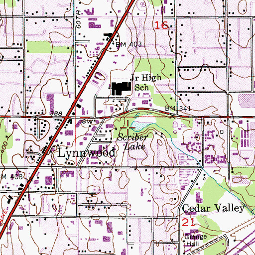 Topographic Map of Scriber Lake, WA