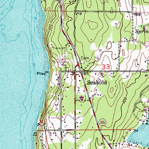 Topographic Map of Seabold, WA
