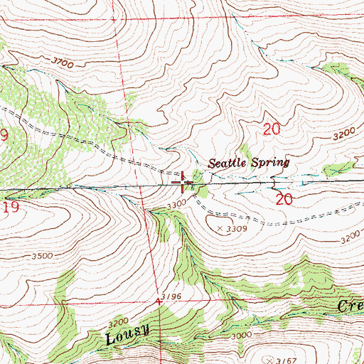Topographic Map of Seattle Spring, WA