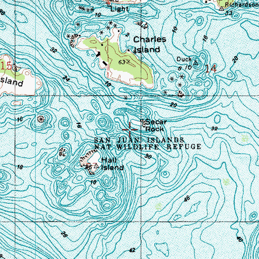 Topographic Map of Secar Rock, WA