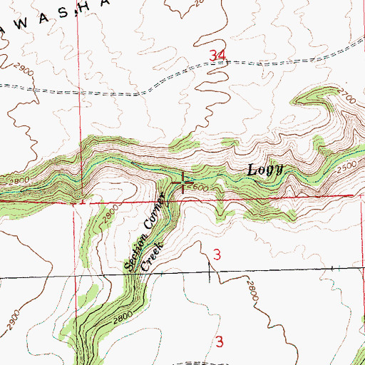 Topographic Map of Section Corner Creek, WA