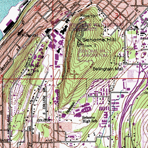 Topographic Map of Sehome Hill Park, WA