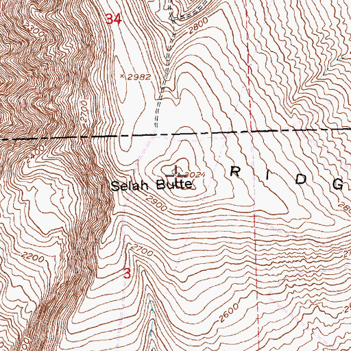Topographic Map of Selah Butte, WA