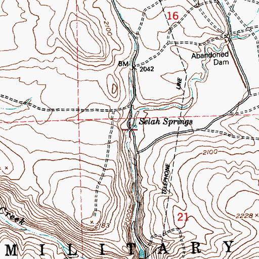 Topographic Map of Selah Springs, WA