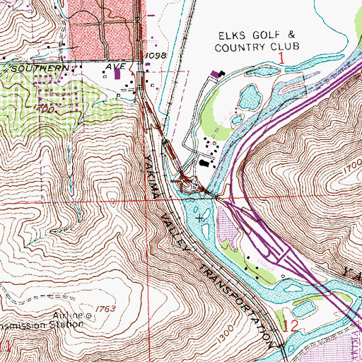 Topographic Map of Selah Valley, WA