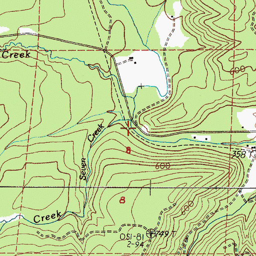 Topographic Map of Seven Creek, WA