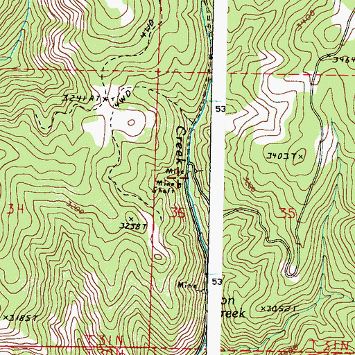 Topographic Map of Shamrock Mine, WA