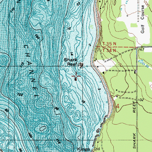 Topographic Map of Shark Reef, WA