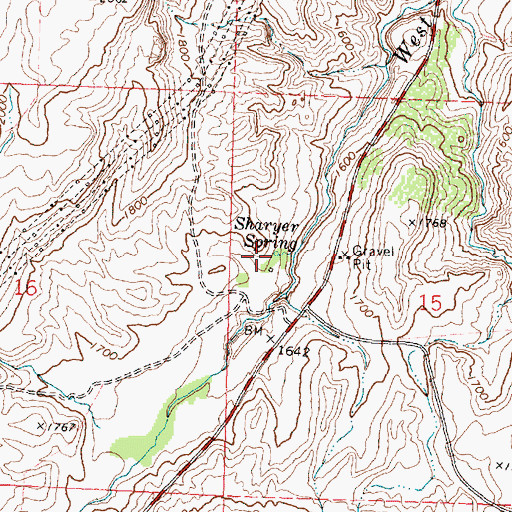 Topographic Map of Sharyer Spring, WA