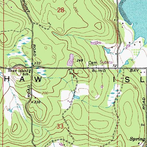 Topographic Map of Shaw Island, WA