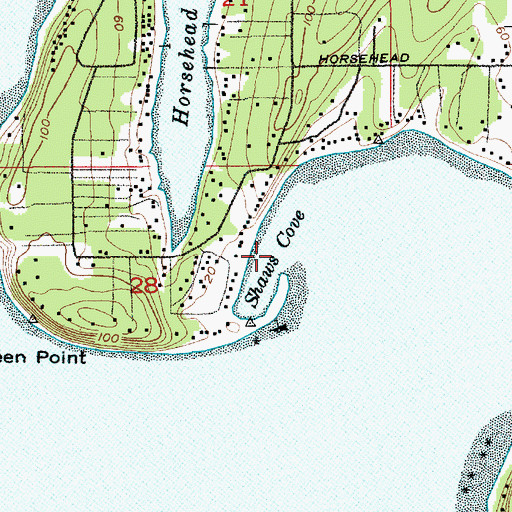 Topographic Map of Shaws Cove, WA