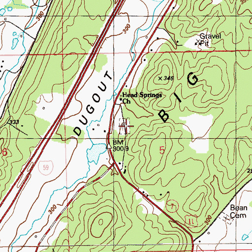 Topographic Map of Head Springs Cemetery, AL