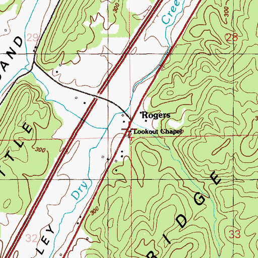 Topographic Map of Lookout Chapel School (historical), AL