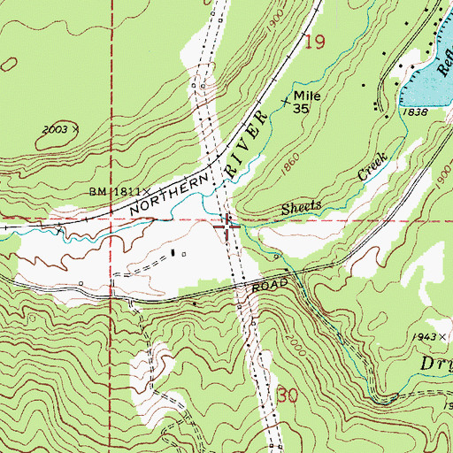 Topographic Map of Sheets Creek, WA