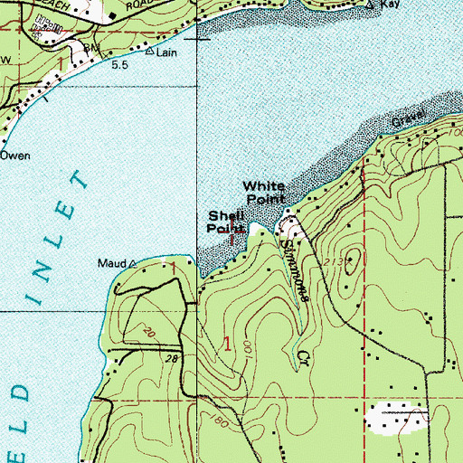Topographic Map of Shell Point, WA