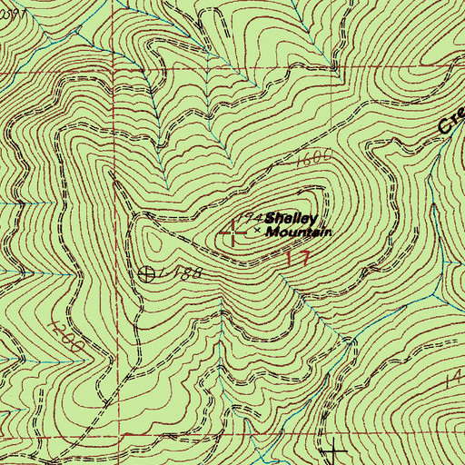 Topographic Map of Shelley Mountain, WA