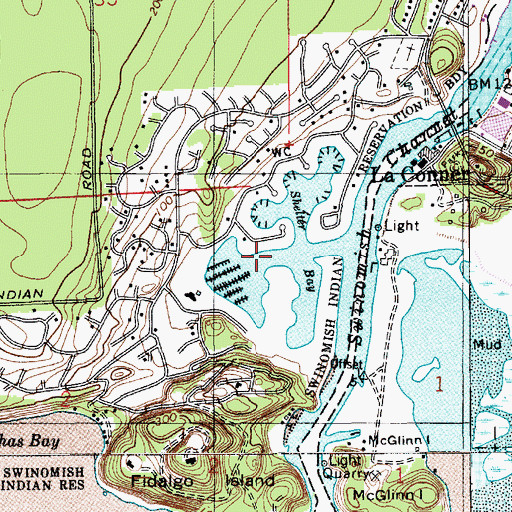 Topographic Map of Shelter Bay, WA