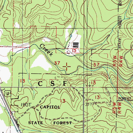 Topographic Map of Shelton Creek, WA