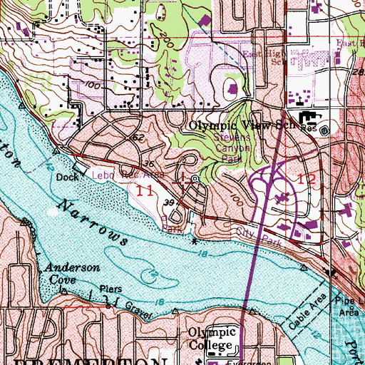 Topographic Map of Sheridan Park, WA