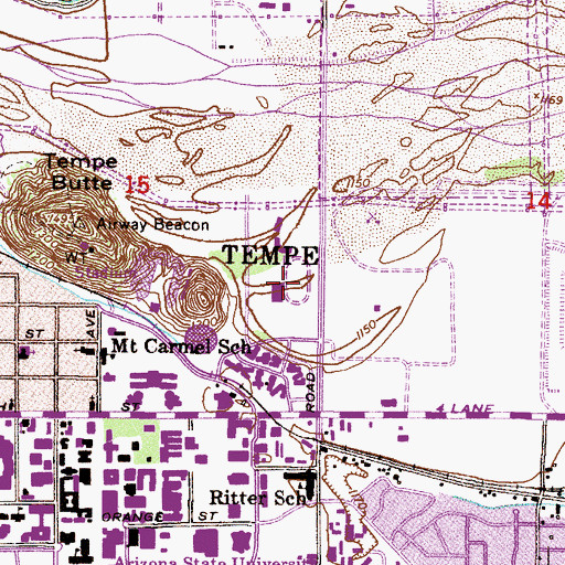 Topographic Map of Sun Angel Stadium, AZ