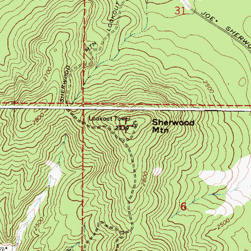 Topographic Map of Sherwood Mountain, WA
