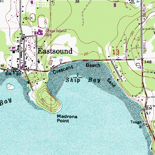 Topographic Map of Ship Bay, WA