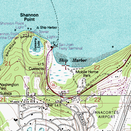 Topographic Map of Ship Harbor, WA