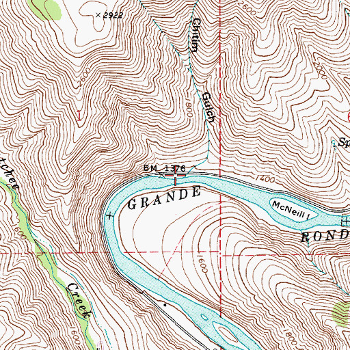 Topographic Map of Chitim Gulch, WA