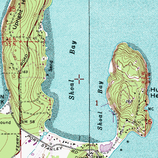 Topographic Map of Shoal Bay, WA