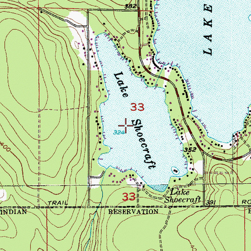 Topographic Map of Lake Shoecraft, WA